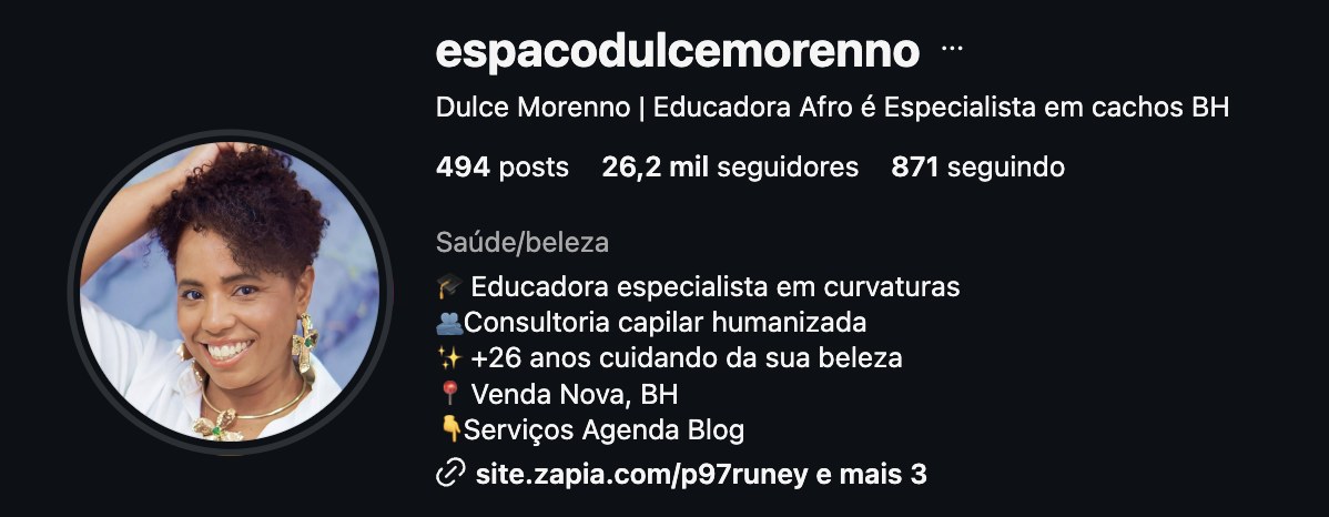 Perfil @espacodulcemorenno no Instagram: 494 posts, 26,2 mil seguidores, Dulce Morenno — Educadora Afro e Especialista em cachos BH.